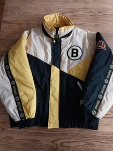 Vtg 90s Pro Player Boston Bruins Puffer Jacket Mens Sz L Black NHL Hockey - Picture 1 of 10