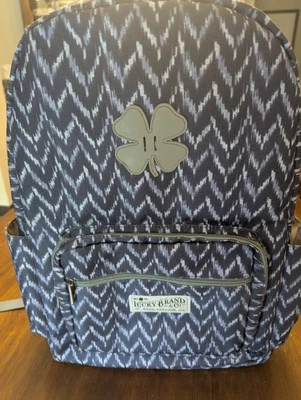 Рюкзак Lucky Brand большой синий геометрический узор с клевером б/у в отличном состоянии без дыма!! - Изображение 1 из 4