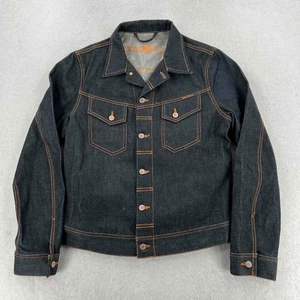 Nudie Jeans Herren Kragen Knopfleiste Jacke Blau Denim Langarm Größe L - Bild 1 von 9