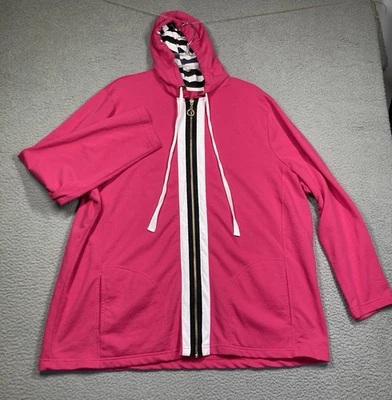 Avenue Sudadera con Capucha Cremallera Completa Para Mujer Plus 22/24 Rosa Bolsillos Forro Capucha en Contraste Foto 1 de 4