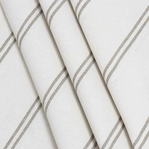 Toulouse Stripe Double Width Fabric Taupe | Ticking | Grain Sack Style Curtains - Picture 1 of 6