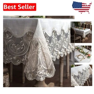 Romantic Lace Embroidered Tablecloth - 60 x 84 Inch for Indoor & Outdoor Events - Picture 1 of 9