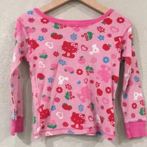 Hello Kitty Girls Sz XS 4/5 Long Sleeve Pajama Shirt Top 100% Cotton - Picture 1 of 7