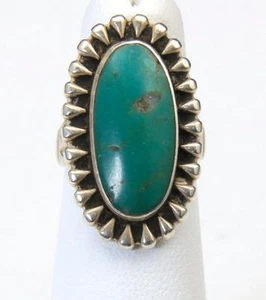 Vintage Old Early Green Turquoise Ring Sterling Silver Sz 4.25 Southwestern - Picture 1 of 1