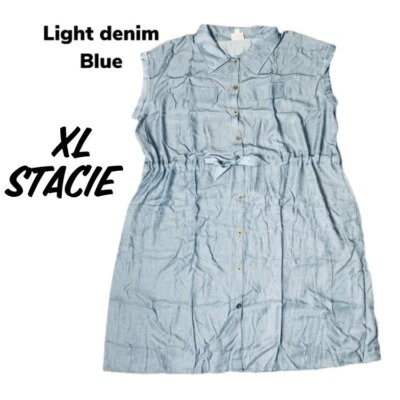 STACIE Lularoe Shirt Dress XL NWT Lightweight Denim Look  Foto 1 de 2