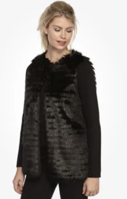 Kensie $149 - Black  Faux Fur Hook/Eye Close Mixed Media Sweater Jacket NWOT - Image 1 of 4