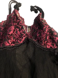 Womens S Nightgown Sexy Intimates Gillian OMalley Red Black Lace Sheer Sleep Set - Picture 1 of 7