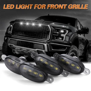 4X White LED Front Grille Grill Running Lights Smoked For Ford F150 Raptor Style - Bild 1 von 13