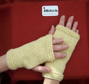 Hand Knitted Ladies Wrist Warmers, Fingerless Mittens, - Picture 1 of 5