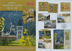 Rumänien 2016 Kloster Putna,Kirche,Moldau Mi.7091-92,Zf.,KB,Block 671,672,FDC - Imagen 1 de 14