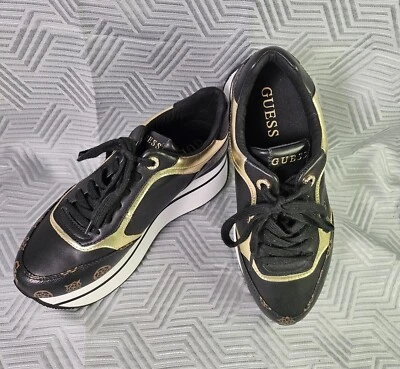 Guess Camrio Zapatos de Plataforma 4G Peonía Logo Zapatilla en Negro Marrón EE. UU. CON Talla 9M  Foto 1 de 4