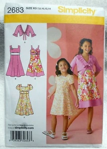 New! Simplicity #2683 Child's & Girls Dress With Variations Sz K5- 7,8.10,12,14 - Picture 1 of 2