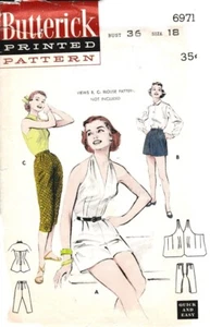 Modello Butterick stampato anni '50 #6971 PlayClothes taglia 18 busto 36 vintage raro - Foto 1 di 2