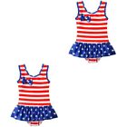  2pcs America Flag Swimsuit Flouncing Lace Swimwear Baby Girl One-piece Swimsuit