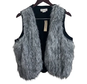 NWT Ariat Emma Faux Fur Black Vest Open Front Wool Blend Western Women’s Size XL - Picture 1 of 5