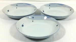 3 Sasaki JEWEL SOUP Bowl 7 5/8" Coupe Blue Abstract Amy Davelli Vtg Japanese Set - Picture 1 of 11