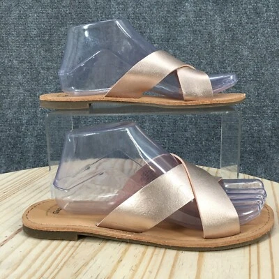 Sandalia Gap Mujer 8 Beige Cruzada Deslizable Punta Abierta Informal Cómoda Cuero Foto 1 de 4