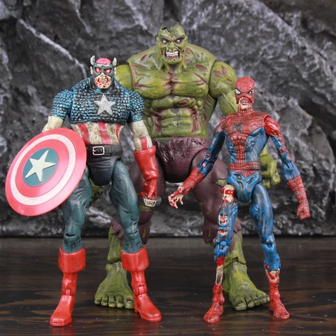 Marvel Zombie Hulk Captain America Spiderman Action Figure What If Halloween Toy Cover