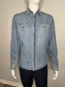 BRUNELLO CUCINELLI Blue Jean Western Shirt - Distressed Denim LEISURE FIT - Picture 1 of 12