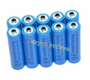 10x AA 1.2V 3000mAh Ni-MH rechargeable battery 2A cell /RC Blue