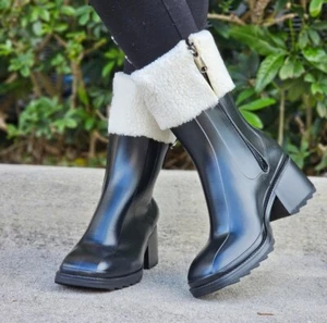 Women's Chunky Block Heel Ankle Boots Black Color (Size 9) - Picture 1 of 5