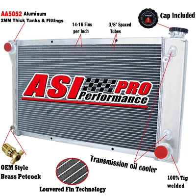 For 1967~1972 Chevy C/K C10 C20 C30 Pickup Blazer 3 ROW Aluminum Radiator - Image 1 of 4