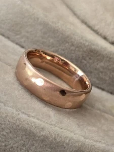 Atasay Kuyumculuk AK 14k Rose Gold Band Wide Ring Mirror Polkadot Circle Brushed - Picture 1 of 12