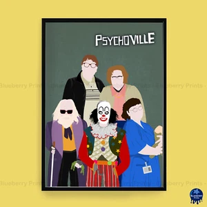 Impresión de póster de arte minimalista decoración del hogar personajes de comedia PSYCHOVILLE (3 tamaños) - Imagen 1 de 6