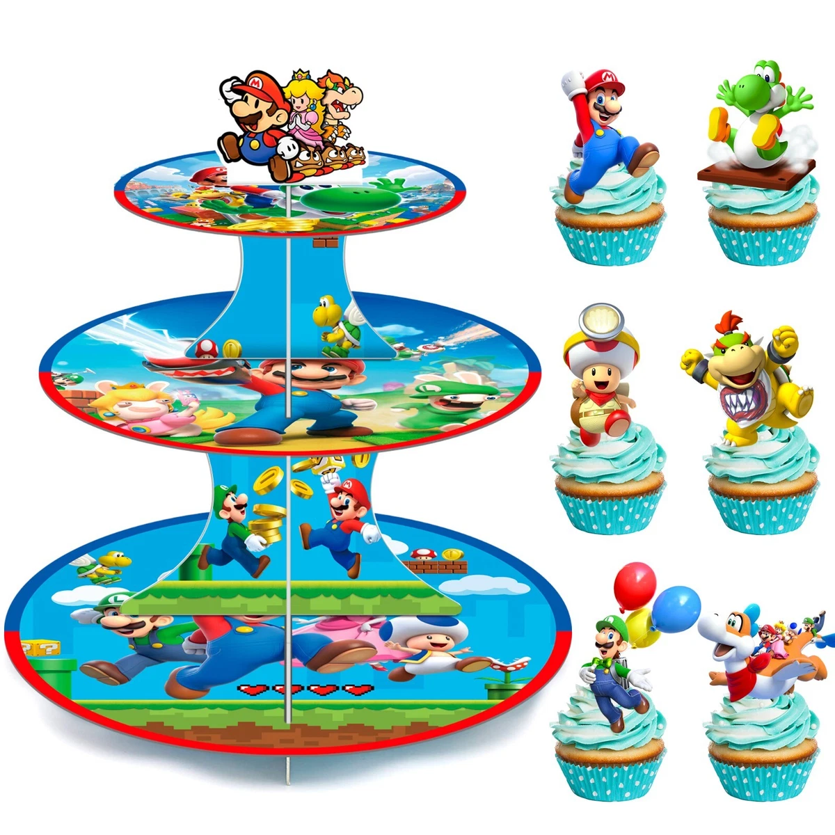 Super Mario Geburtstagsbanner – Grün-Blau Party-Deko Für Jungs, Gaming-Motiv, Polyester, Wiederverwendbar