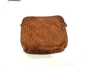 Platania brown woven leather cosmetic bag - Picture 1 of 8