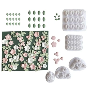 5 Pezzi Piccoli Foglie Fiore Argilla Cutter Argilla Stampi Ceramica Strumento per Creazione Gioielli - Foto 1 di 8