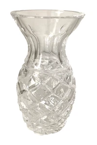 Cut Glass Crystal Vase Small Round Flower  - 14cms Tall - Picture 1 of 10