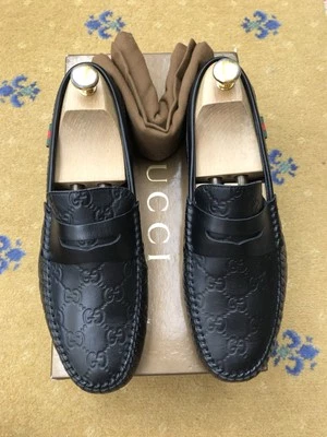 Gucci Loafers Leather Shoes Monogram San Marino Driver Mens US 7 UK 6.5 EU 40.5 - image 1 of 4