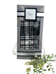 Bufanda Christian Dior vintage para hombre silenciador de lana a cuadros en caja hecha en Gran Bretaña años 90 - Imagen 1 de 10
