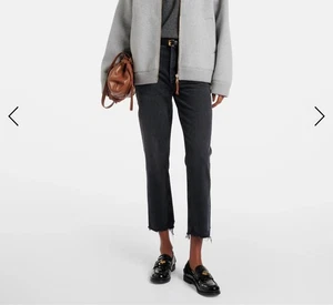 AGOLDE Riley High Rise Cropped Straight Jeans Black Button Fly Raw Hem Size 26 - Bild 1 von 12