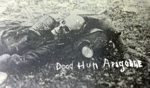 RPPC Postcard WW1 Dead Hun GERMAN Meuse-Argonne Offensive France Graphic Rare PB - Picture 1 of 5