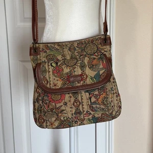 Bolso Bandolera Sakroots - Cartera Boho Floral de Lona con Borde de Cuero Sintético - Imagen 1 de 9