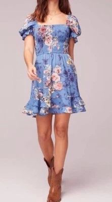 Band of Gypsies Dress pastel blue Dream Floral Print Mini Size XS - Image 1 of 4