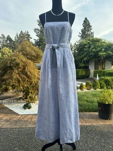NWOT JCREW Striped Linen Jumpsuit With Tie Size 4 Blue White Stripes G5964 - Bild 1 von 11