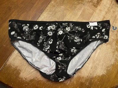 Cacique Mujer Talla Grande Algodón Hipster Negro Floral 26/28 Nuevo Con Etiquetas Foto 1 de 4