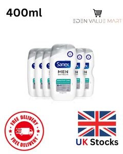 6x Sanex Men Skin Health Sensitive Care Shower Gel 400ml UK Stock Free Shipping - Picture 1 of 5