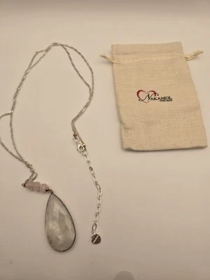 NAKAMOL Collar Colgante Cuarzo Blanco Facetado Lágrima Boho 30" a 34" Foto 1 de 4