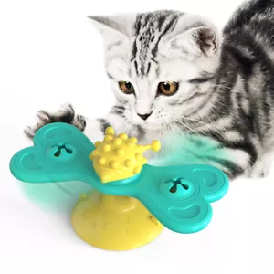 Catnip Toy Pinwheel Toy Ball with Suction Cups Pet Supplies Birthday Gift UK - Picture 1 of 16