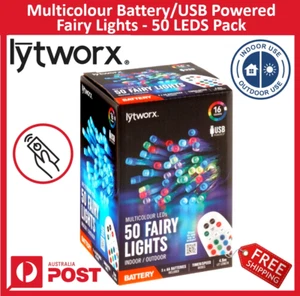 New Lytworx 4.9m Multicolour Battery/USB Powered Fairy Lights 50 LEDS Free Ship - Picture 1 of 1