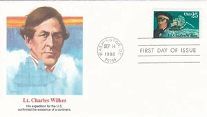 ANT10002) FDC USA 1988 Antarctica, Lt. Charles Wilkes, his expedition for the U. - Picture 1 of 2