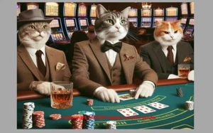 Kitty Katze Casino FOTO Poker Kätzchen Las Vegas Katzen 5x7 Kunstdruck lustige Deko - Bild 1 von 2