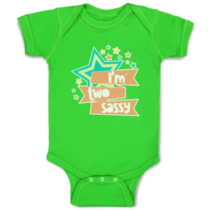 Baby Bodysuit I Am 2 Sassy Stars Funny Cotton Boy & Girl Baby Clothes - Picture 1 of 21