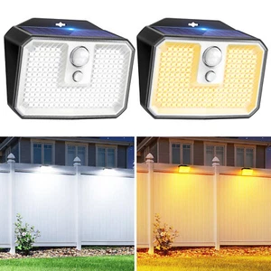 168 LED Solar Powered PIR Motion Sensor Wall Light Outdoor Garden Security Lamp - Picture 1 of 15