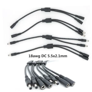 18awg 2 way DC 5.5x2.1 male female to 2 male female plug Splitter Power Cable - Picture 1 of 10