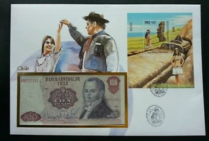 [SJ] Chile Easter Island Heritage Giant Moai Statues 1986 FDC (banknote cover) - Picture 1 of 7
